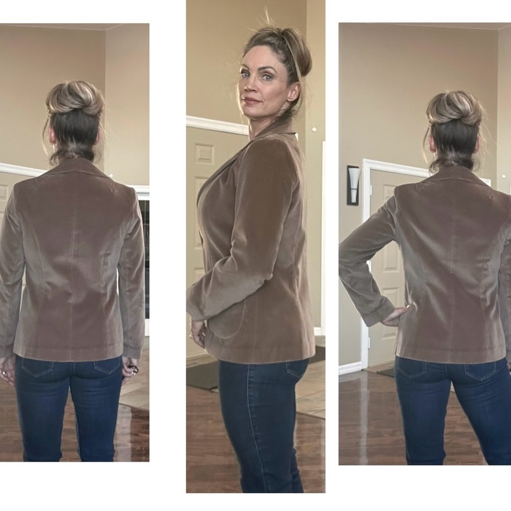 Perruzza vintage camel tan brown velvet single breasted blazer jacket🇨🇦 - Picture 3 of 11